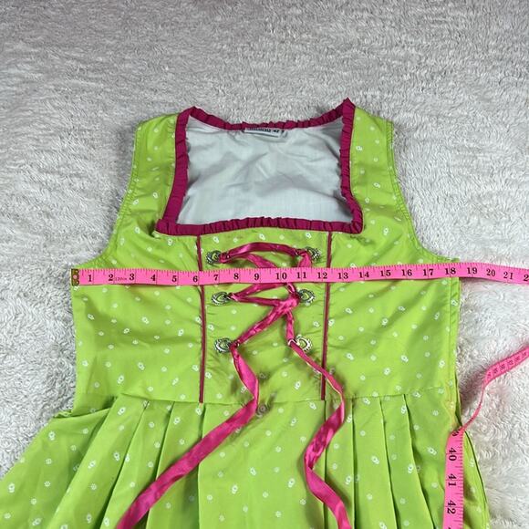 Jonina lime green and hot pink dirndl dress, size 42 or L - Picture 4 of 8